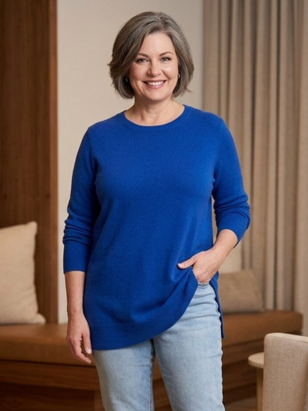 Blue Plus Size Cashmere Sweater